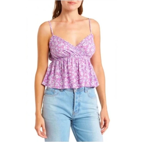 ABOUND - NORDSTROM ~ 100% Viscose Wind Daisy Purple Swing Camisole Medium NEW - Picture 1 of 12
